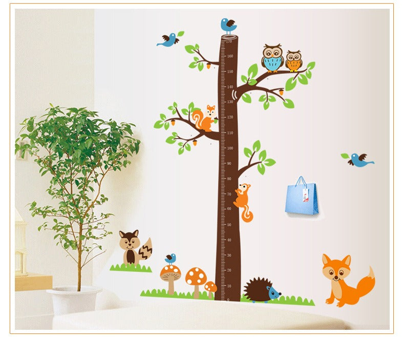 COVPAW Wall Stickers Height Chart Measure Scale Decor Zoo Animal Owl Tree Growth Chart Kids Nursery Baby Room