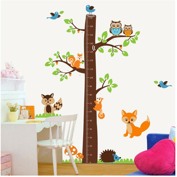 COVPAW Wall Stickers Height Chart Measure Scale Decor Zoo Animal Owl Tree Growth Chart Kids Nursery Baby Room