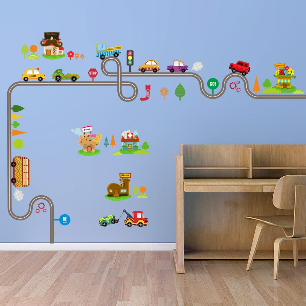 COVPAW Wall Stickers Decor Truck Car Vehicles Traffic Lights Kid Baby Children's Room Boys Room Nursery Child Decal