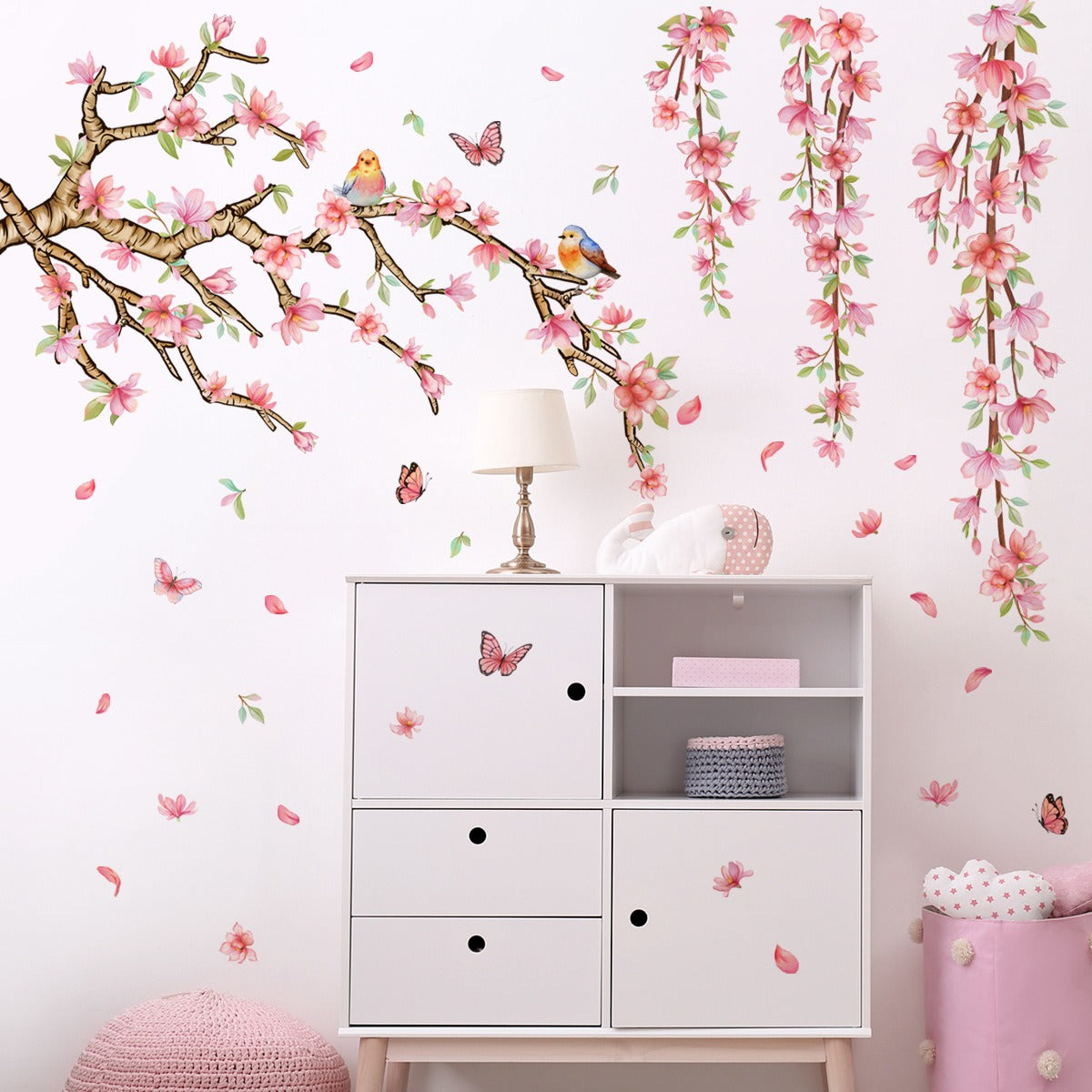 COVPAW Wandtattoo Wandaufkleber, Pfirsichblüte, Pfirsichbaum, Weinrebe, Wohnzimmer, Schlafzimmer, Kinderzimmer, Schlafzimmer, Deko, Wandbild, Wandgemälde
