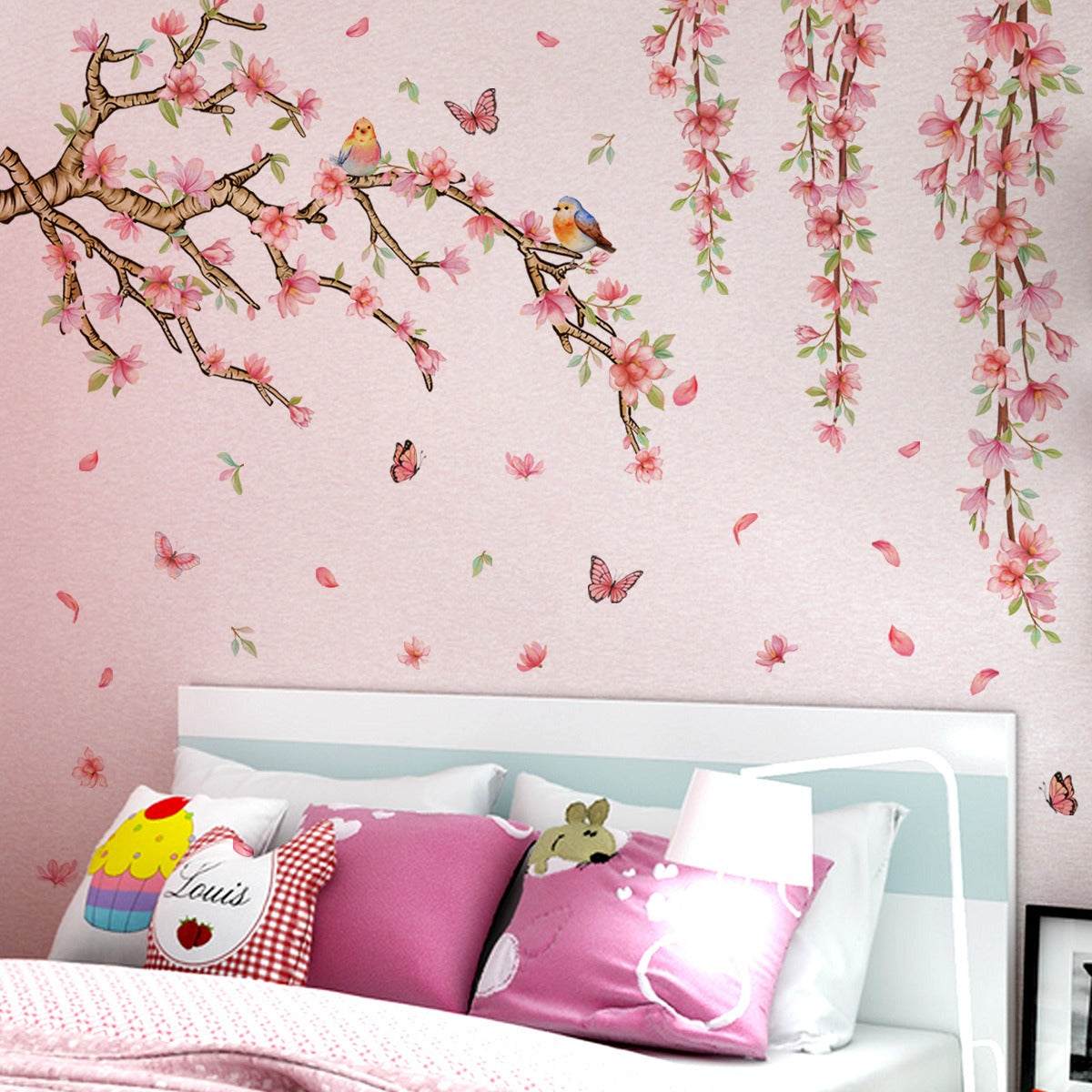COVPAW Wandtattoo Wandaufkleber, Pfirsichblüte, Pfirsichbaum, Weinrebe, Wohnzimmer, Schlafzimmer, Kinderzimmer, Schlafzimmer, Deko, Wandbild, Wandgemälde