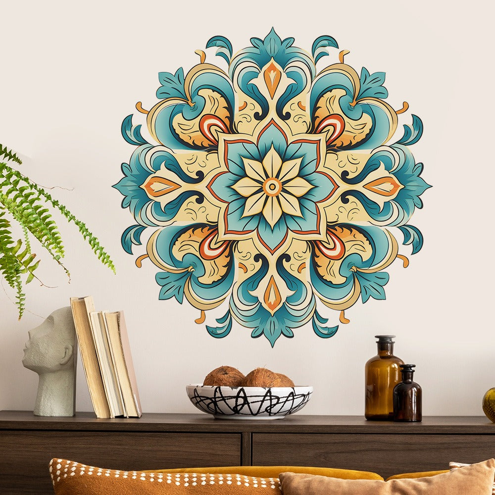 COVPAW Wall Stickers Mandala Green Home Office Decor Living Room Bedroom Children's Room Decoration Yoga, Self Adhesive, Removable and Waterproof