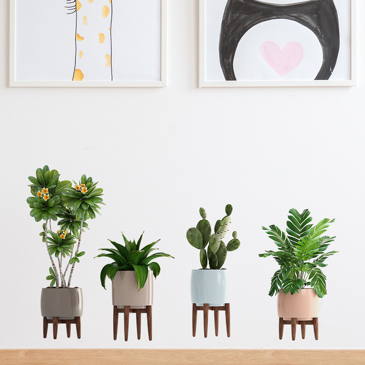COVPAW Wall Stickers Potted Plant Green Leaves Flowers Nature Home Office Decor Living Room Bedroom Children's Room Decoration Yoga, Self Adhesive, Removable and Waterproof