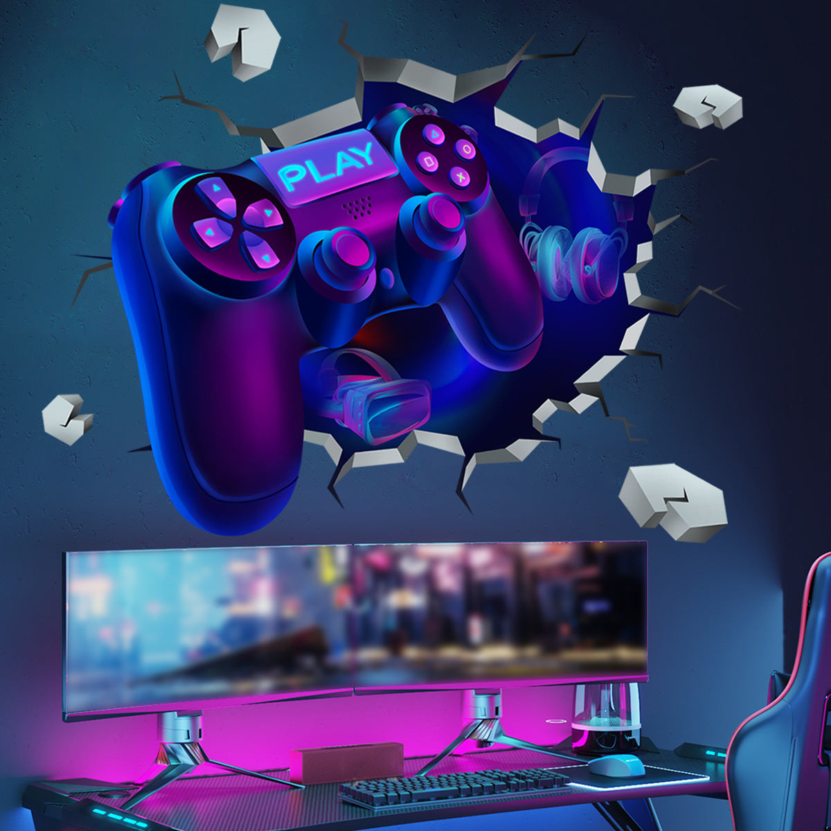 COVPAW Wall Stickers Gamepad Games Kids Nursery Baby Children's Room Bedroom Deco Boy Girl, Self Adhesive, Removable and Waterproof