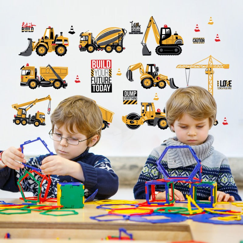 COVPAW Wall Stickers Decor Truck Excavator Construction Vehicles Kid Baby Children's Room Boys Room ChildDecal