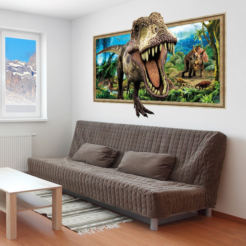 COVPAW Wall Sticker & Mural 3D Dinosaur Jurassic Park Home Decor Accent Living Room Bedroom Wall Decal Corridor Stair Removable