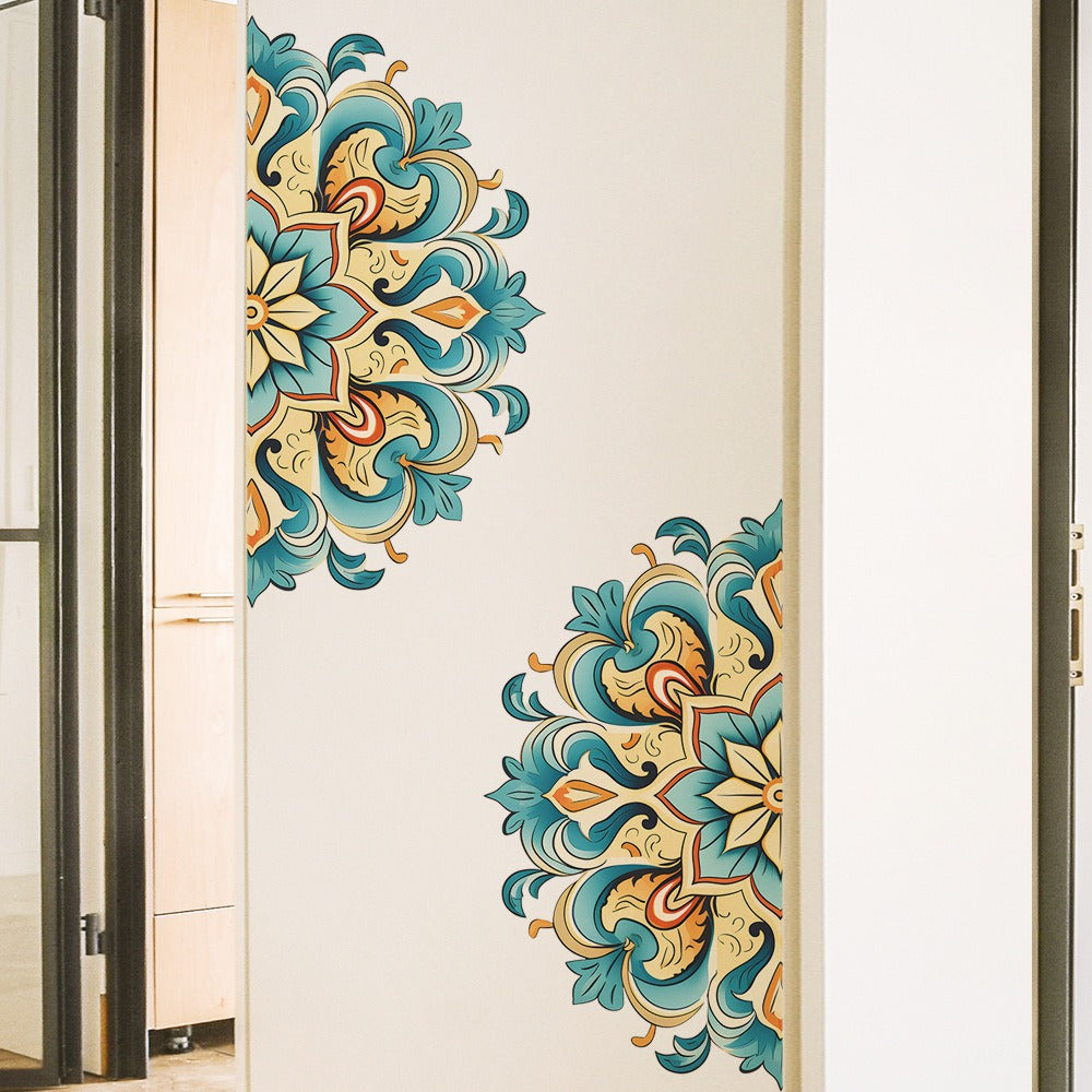 COVPAW Wall Stickers Mandala Green Home Office Decor Living Room Bedroom Children's Room Decoration Yoga, Self Adhesive, Removable and Waterproof