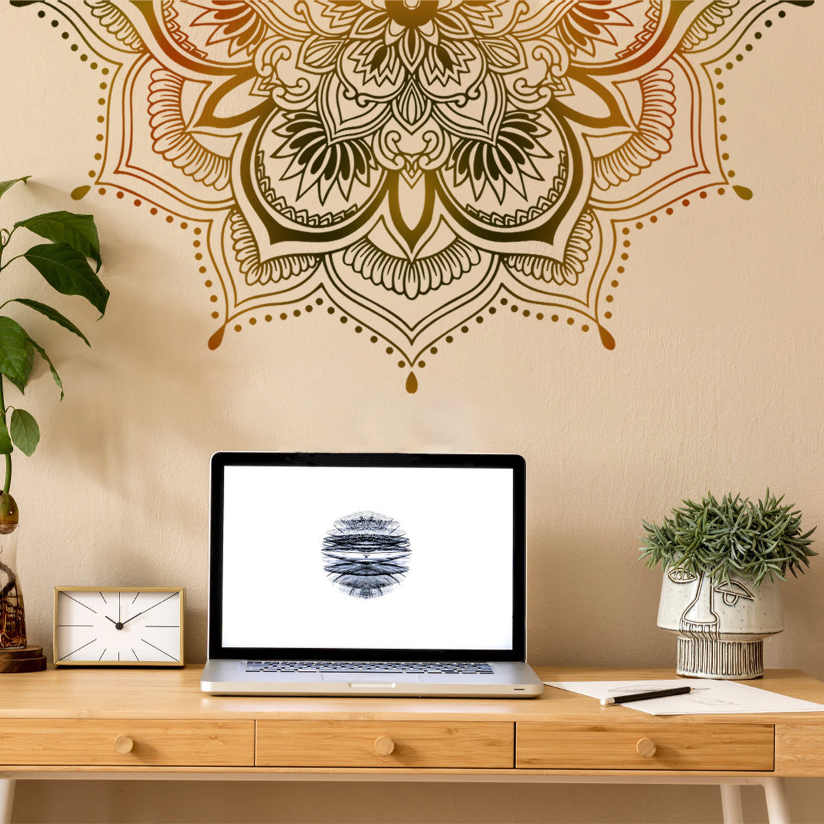 COVPAW Wall Stickers Mandala Huge Home Decor Living Room Bedroom Children's Room Decoration Yoga, Self Adhesive, Removable and Waterproof