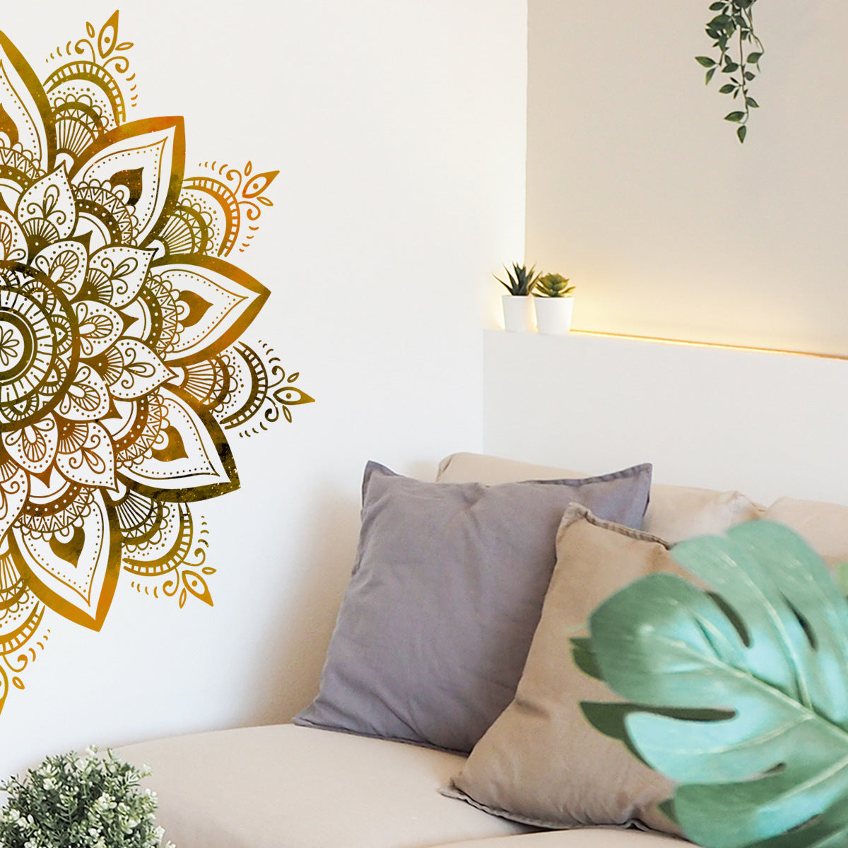 COVPAW Wall Stickers Mandala Full Home Office Decor Living Room Bedroom Children's Room Decoration Yoga, Self Adhesive, Removable and Waterproof