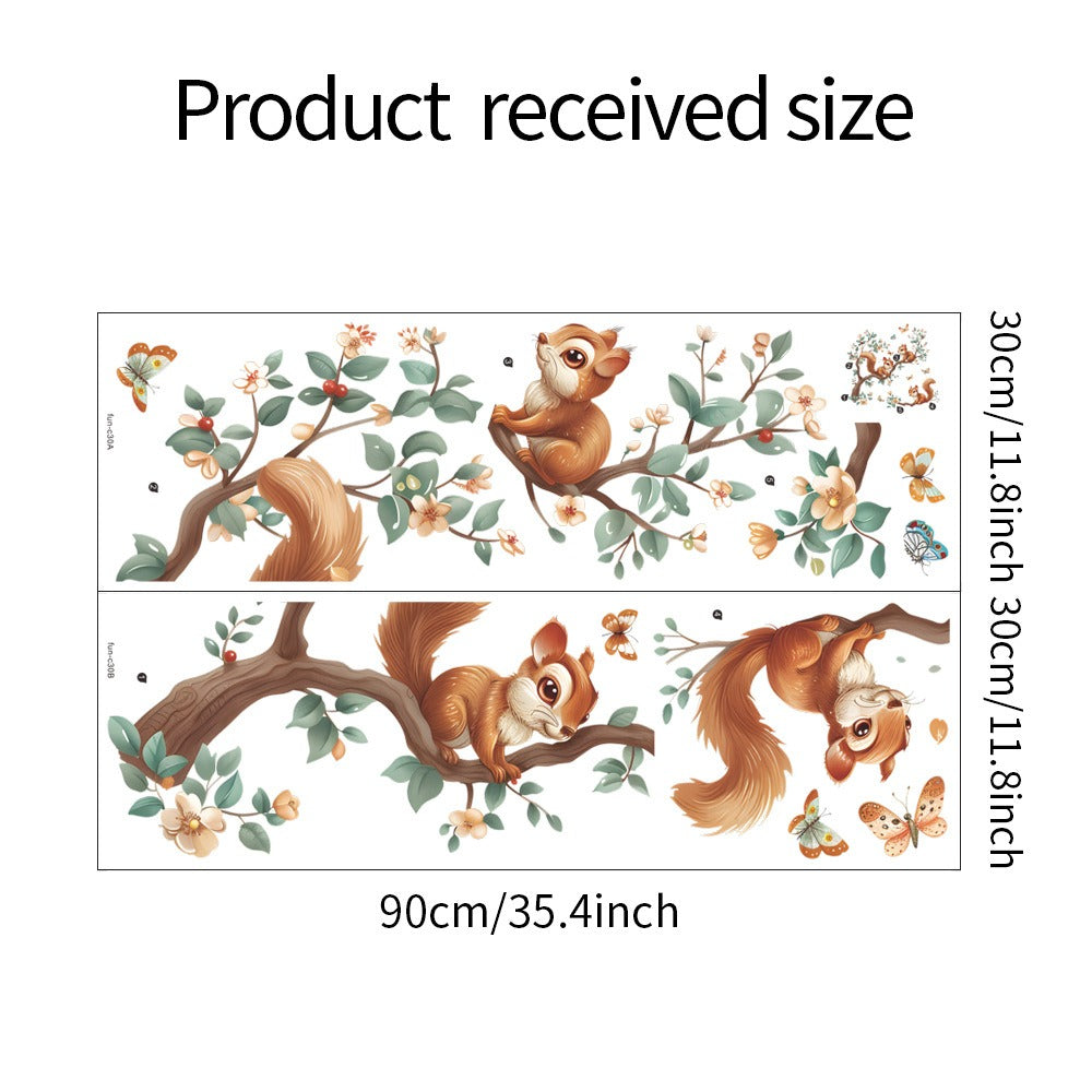 COVPAW Wall Stickers squirrels play Tree Branches Kids Nursery Baby Children's Room Bedroom etc Deco Boy Girl Removable Waterproof