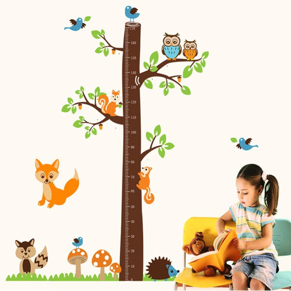 COVPAW Wall Stickers Height Chart Measure Scale Decor Zoo Animal Owl Tree Growth Chart Kids Nursery Baby Room