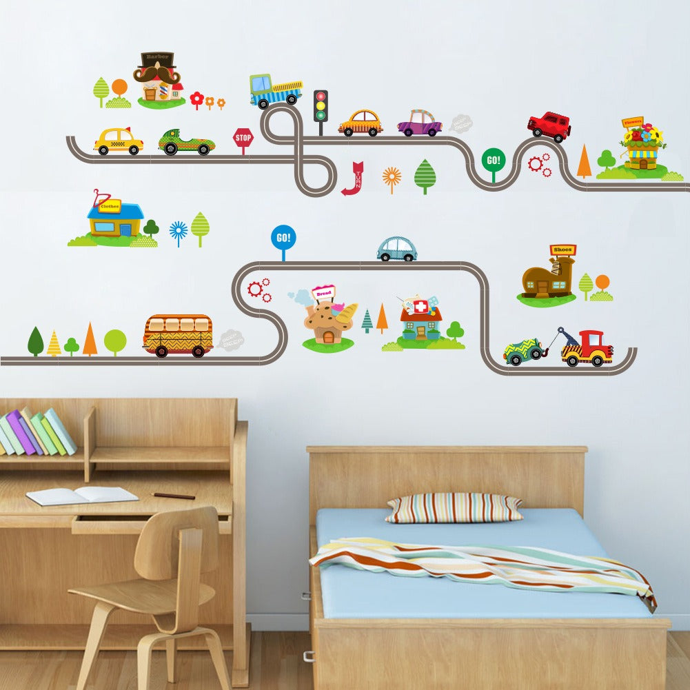 COVPAW Wall Stickers Decor Truck Car Vehicles Traffic Lights Kid Baby Children's Room Boys Room Nursery Child Decal