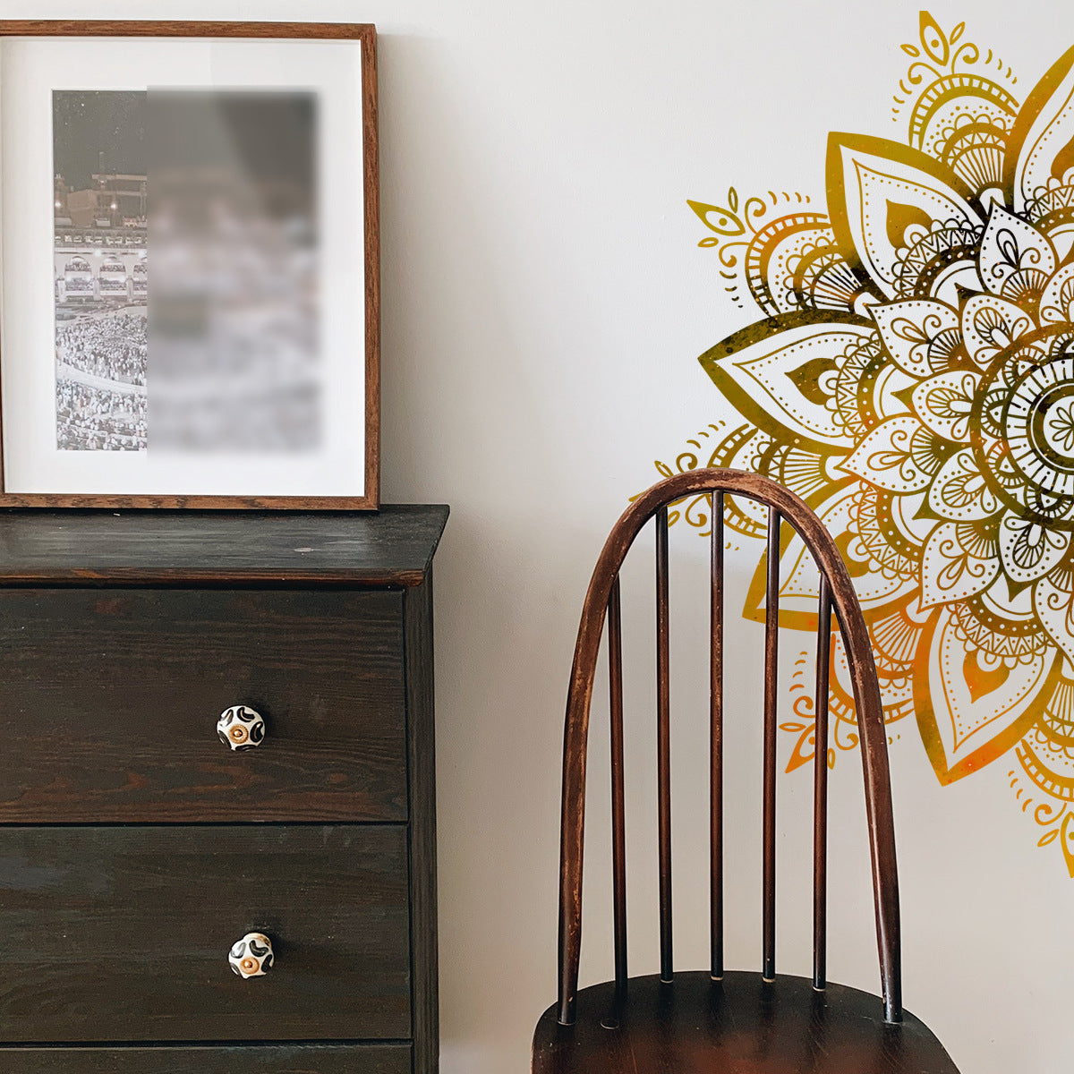 COVPAW Wall Stickers Mandala Full Home Office Decor Living Room Bedroom Children's Room Decoration Yoga, Self Adhesive, Removable and Waterproof