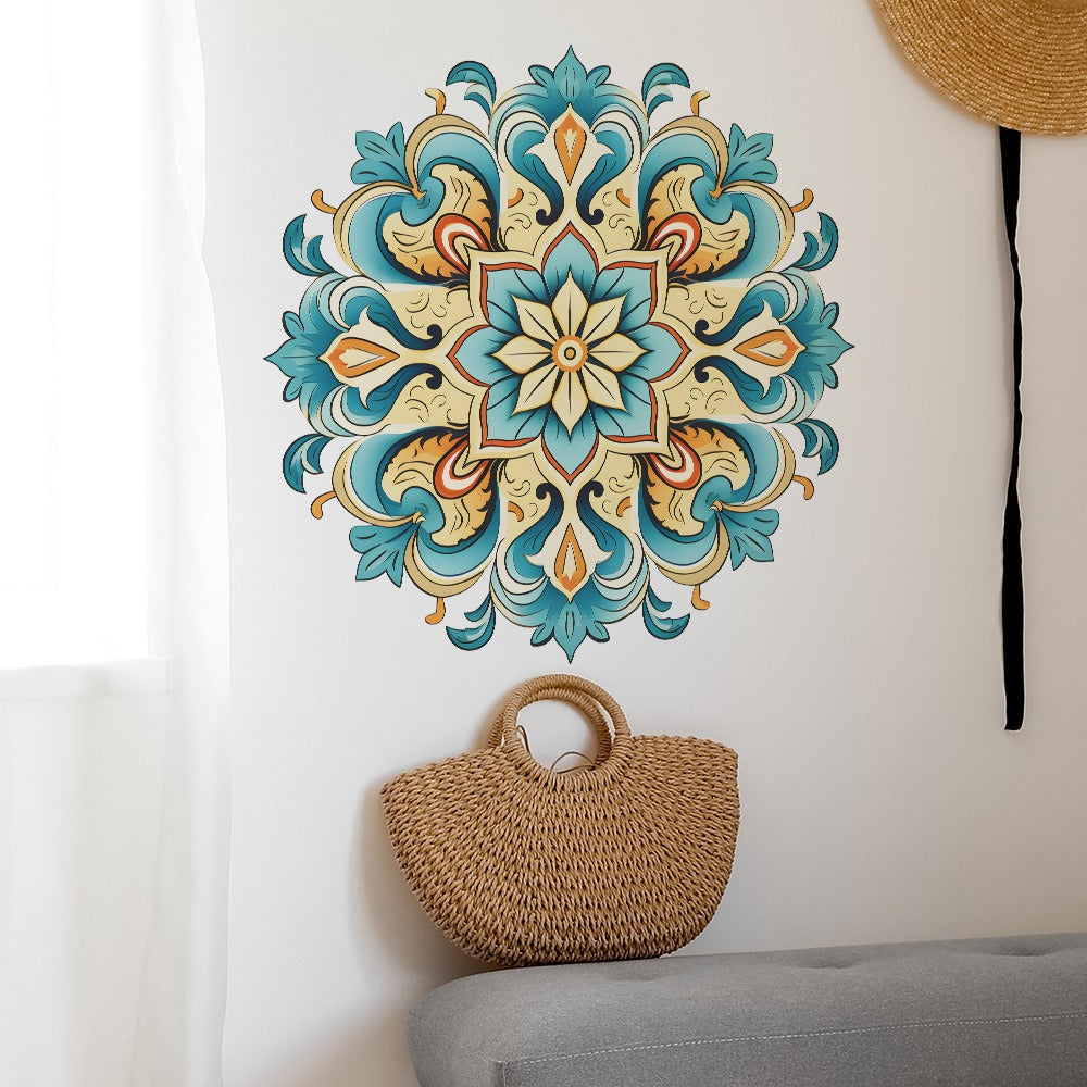 COVPAW Wall Stickers Mandala Green Home Office Decor Living Room Bedroom Children's Room Decoration Yoga, Self Adhesive, Removable and Waterproof