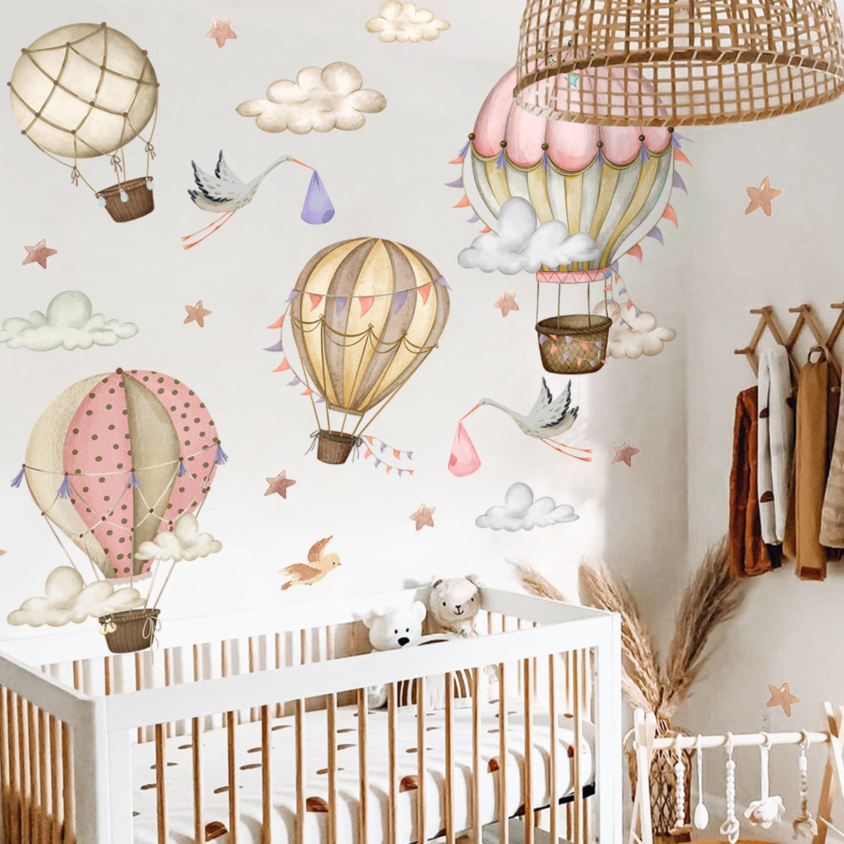 COVPAW Wall Stickers Ballon Star Cloud Kids Nursery Baby Children's Room Bedroom Deco Boy Girl, Self Adhesive, Removable and Waterproof