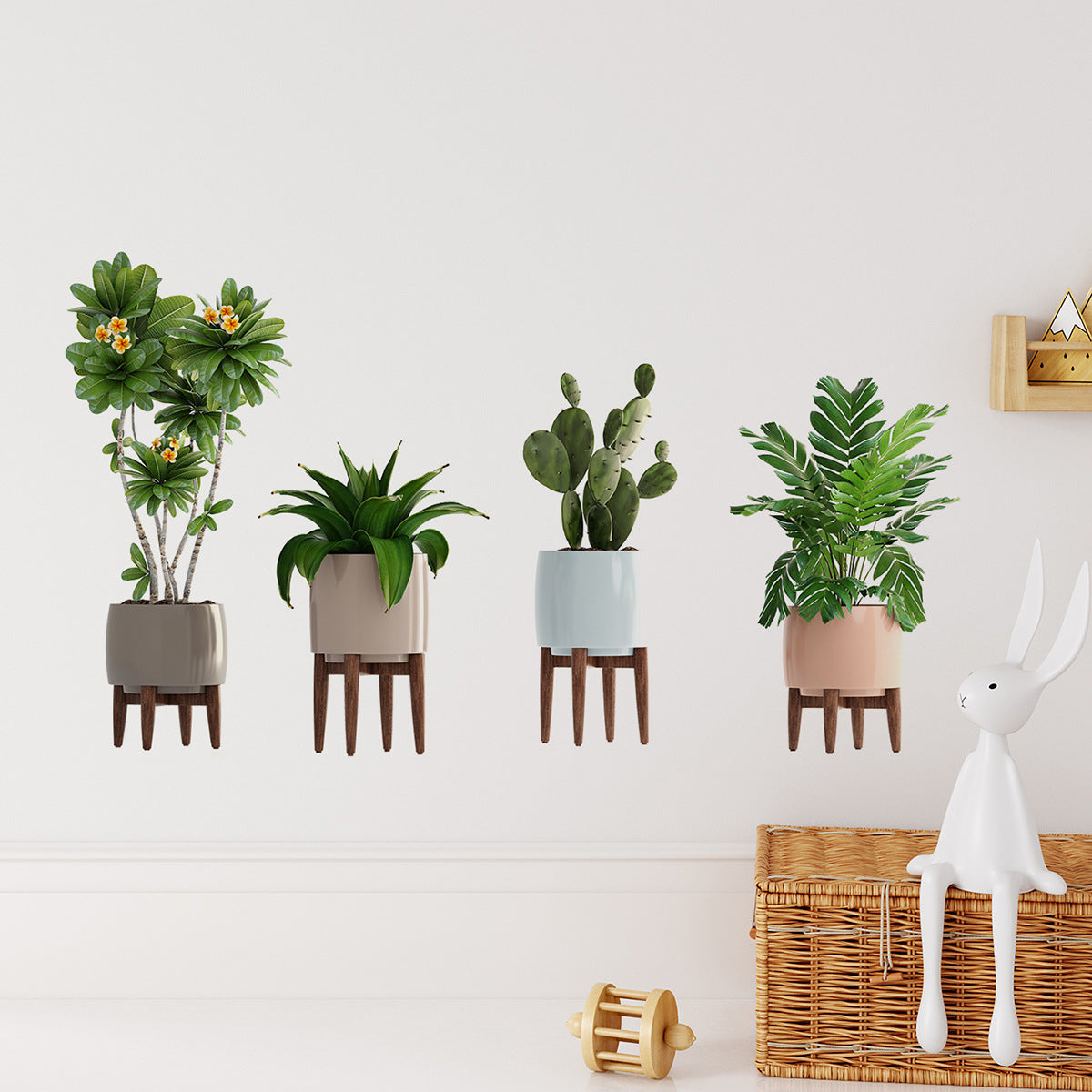 COVPAW Wall Stickers Potted Plant Green Leaves Flowers Nature Home Office Decor Living Room Bedroom Children's Room Decoration Yoga, Self Adhesive, Removable and Waterproof