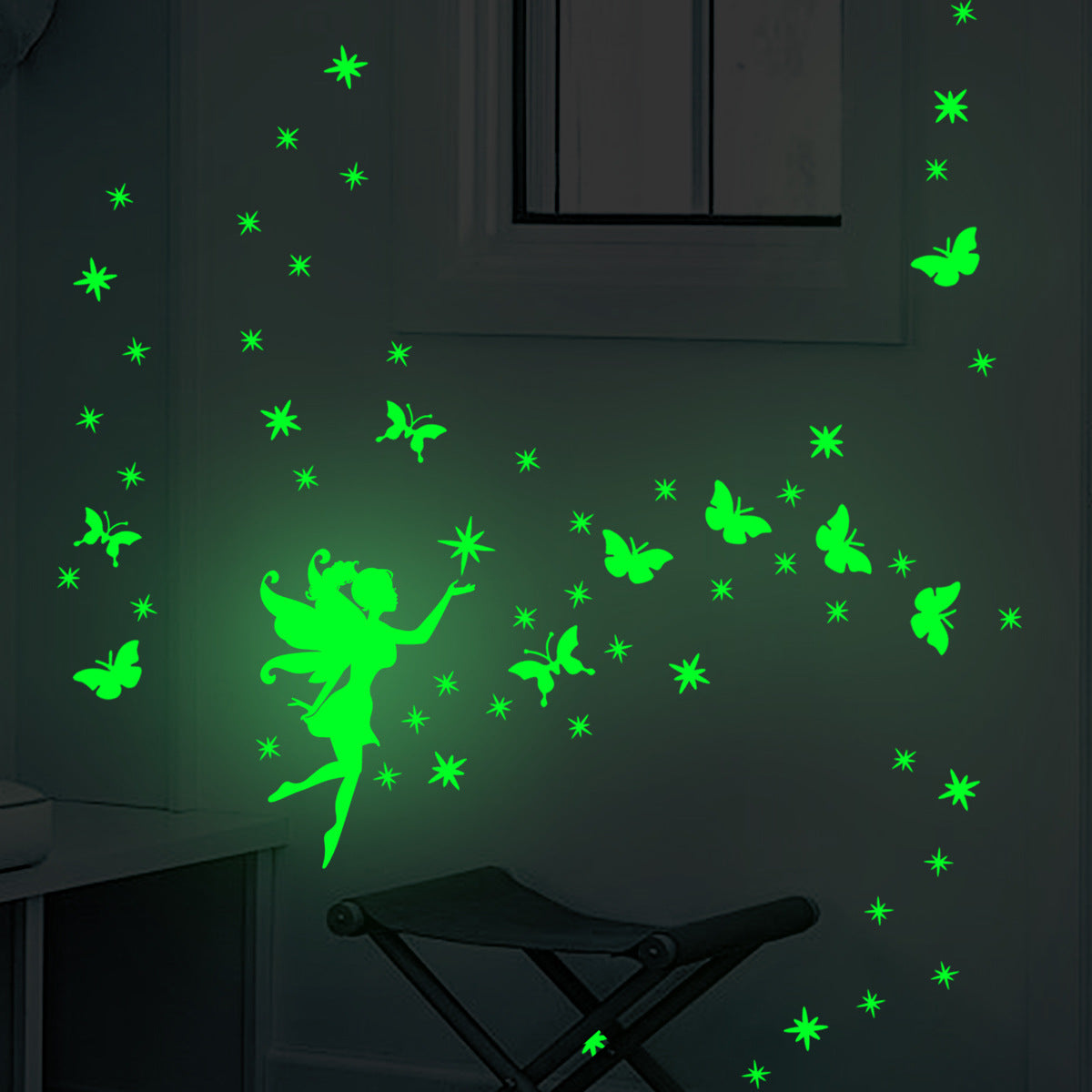 COVPAW Wall Stickers Self-luminous Angel Elf Butterfly Home Decor Nature Living Room Children's Room Bedroom Deco, Self Adhesive, Removable and Waterproof