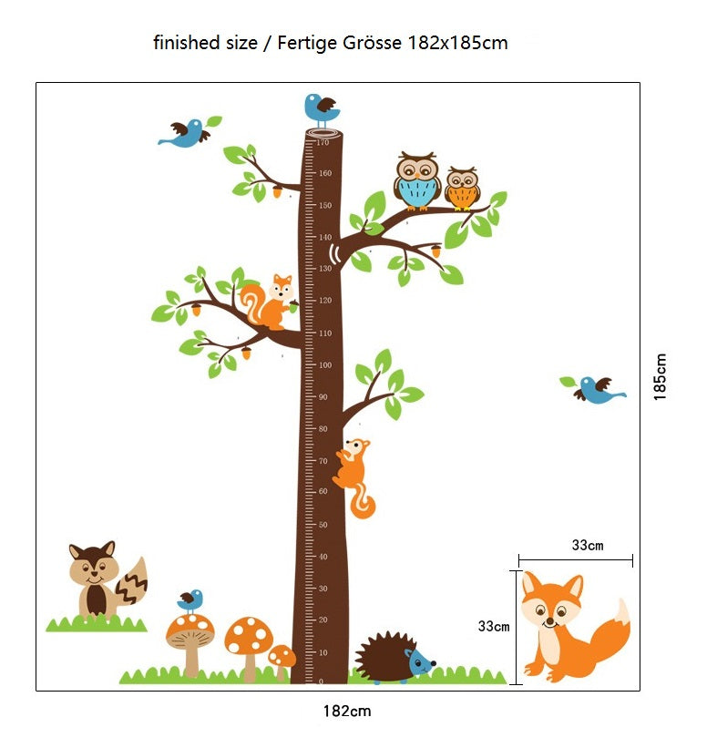 COVPAW Wall Stickers Height Chart Measure Scale Decor Zoo Animal Owl Tree Growth Chart Kids Nursery Baby Room