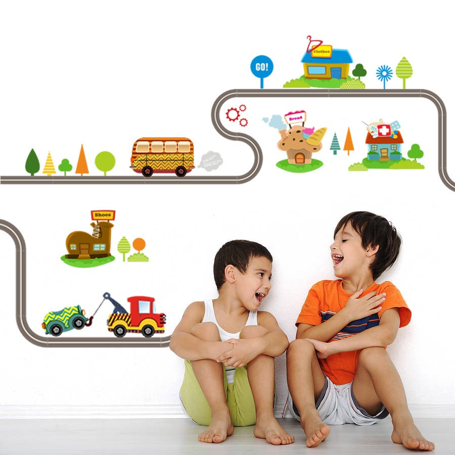 COVPAW Wall Stickers Decor Truck Car Vehicles Traffic Lights Kid Baby Children's Room Boys Room Nursery Child Decal