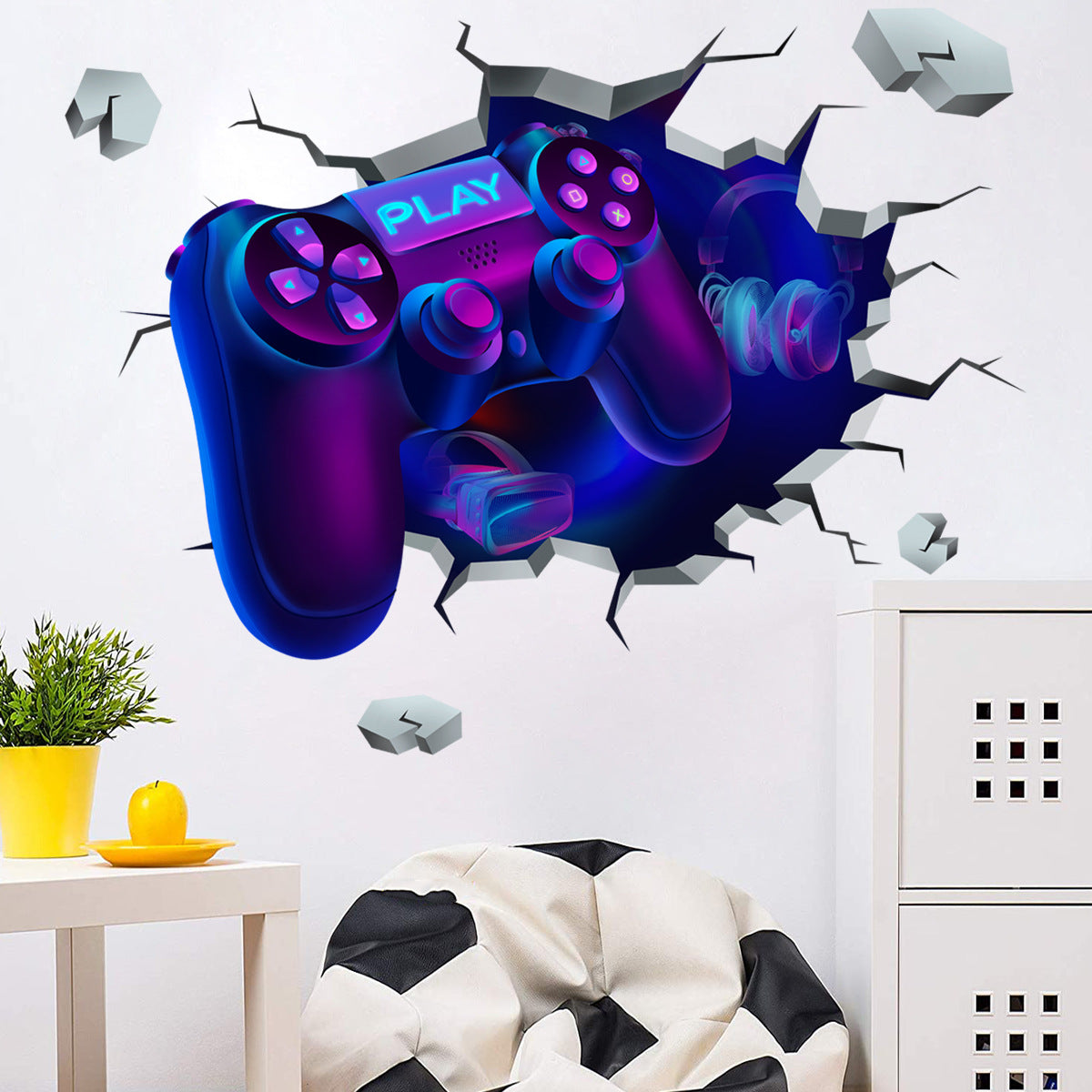 COVPAW Wall Stickers Gamepad Games Kids Nursery Baby Children's Room Bedroom Deco Boy Girl, Self Adhesive, Removable and Waterproof