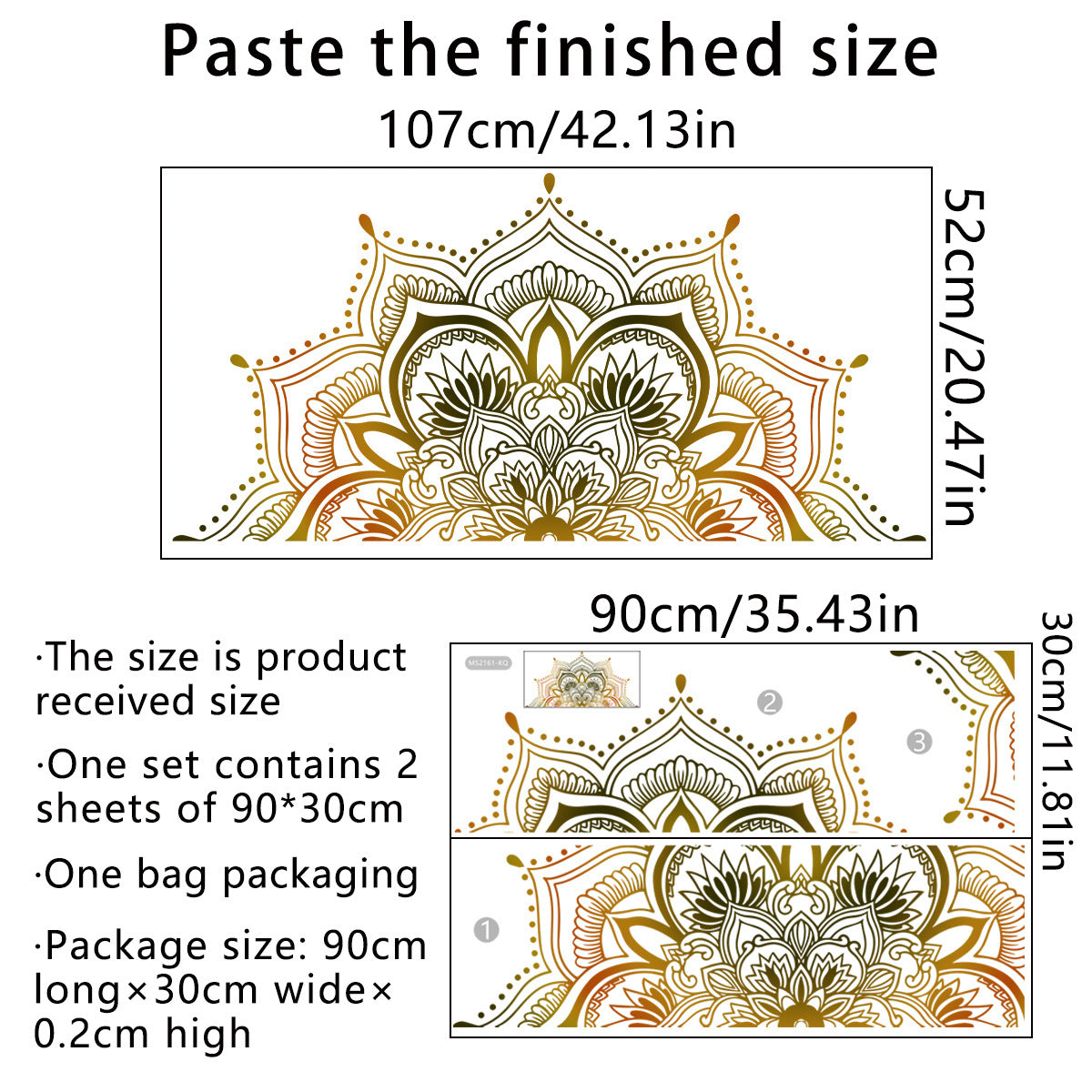COVPAW Wall Stickers Mandala Huge Home Decor Living Room Bedroom Children's Room Decoration Yoga, Self Adhesive, Removable and Waterproof