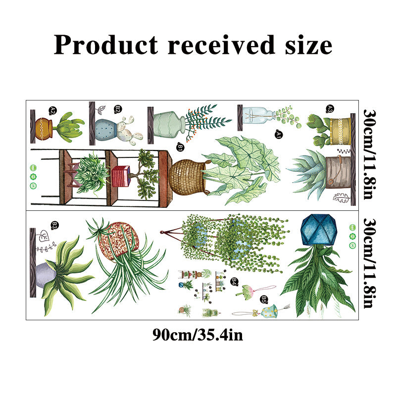 COVPAW Wall Stickers Potted Plants Green Leaves Flowers Butterflies Nature Home Office Decor Living Room Bedroom Children's Room Decoration Yoga, Self Adhesive, Removable and Waterproof