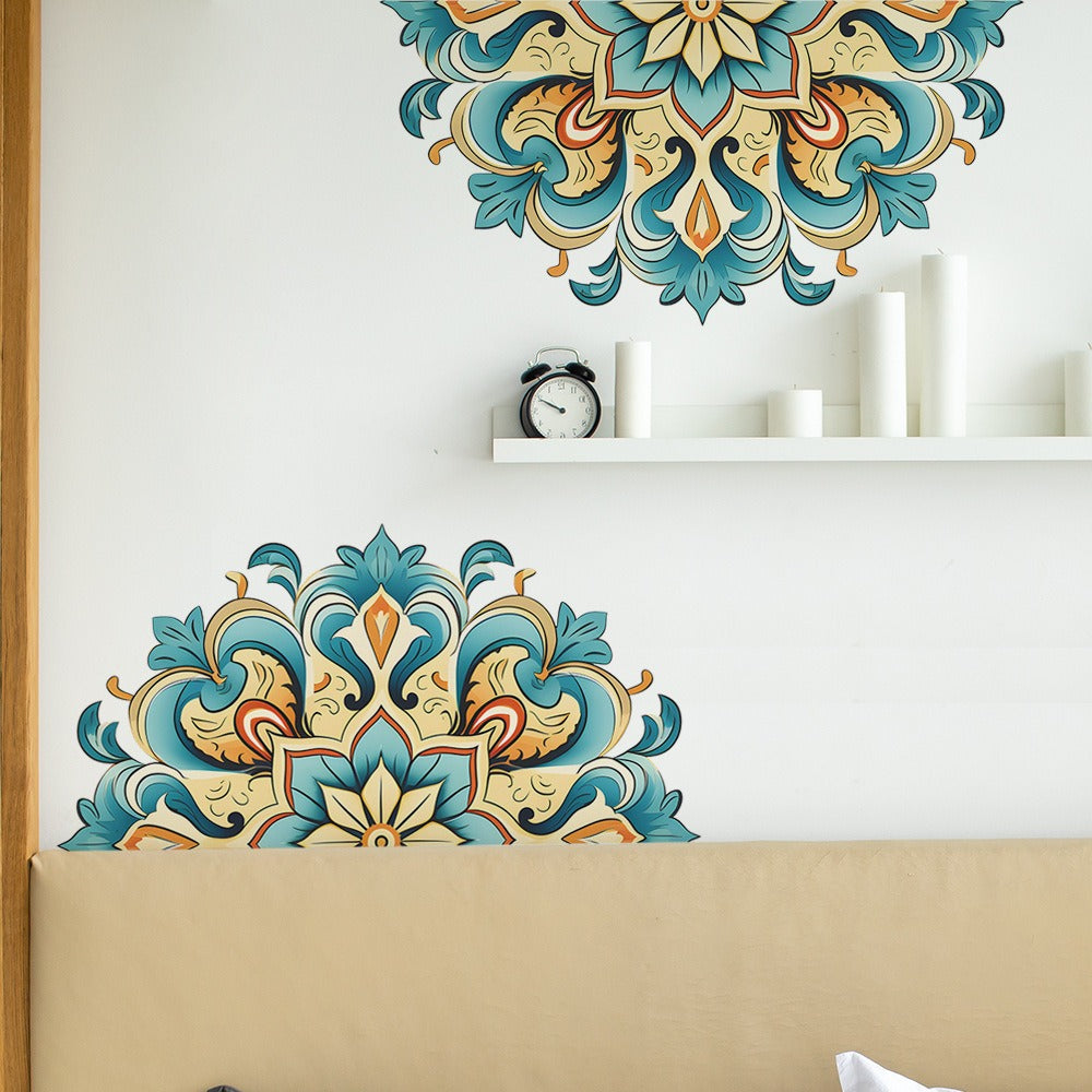 COVPAW Wall Stickers Mandala Green Home Office Decor Living Room Bedroom Children's Room Decoration Yoga, Self Adhesive, Removable and Waterproof