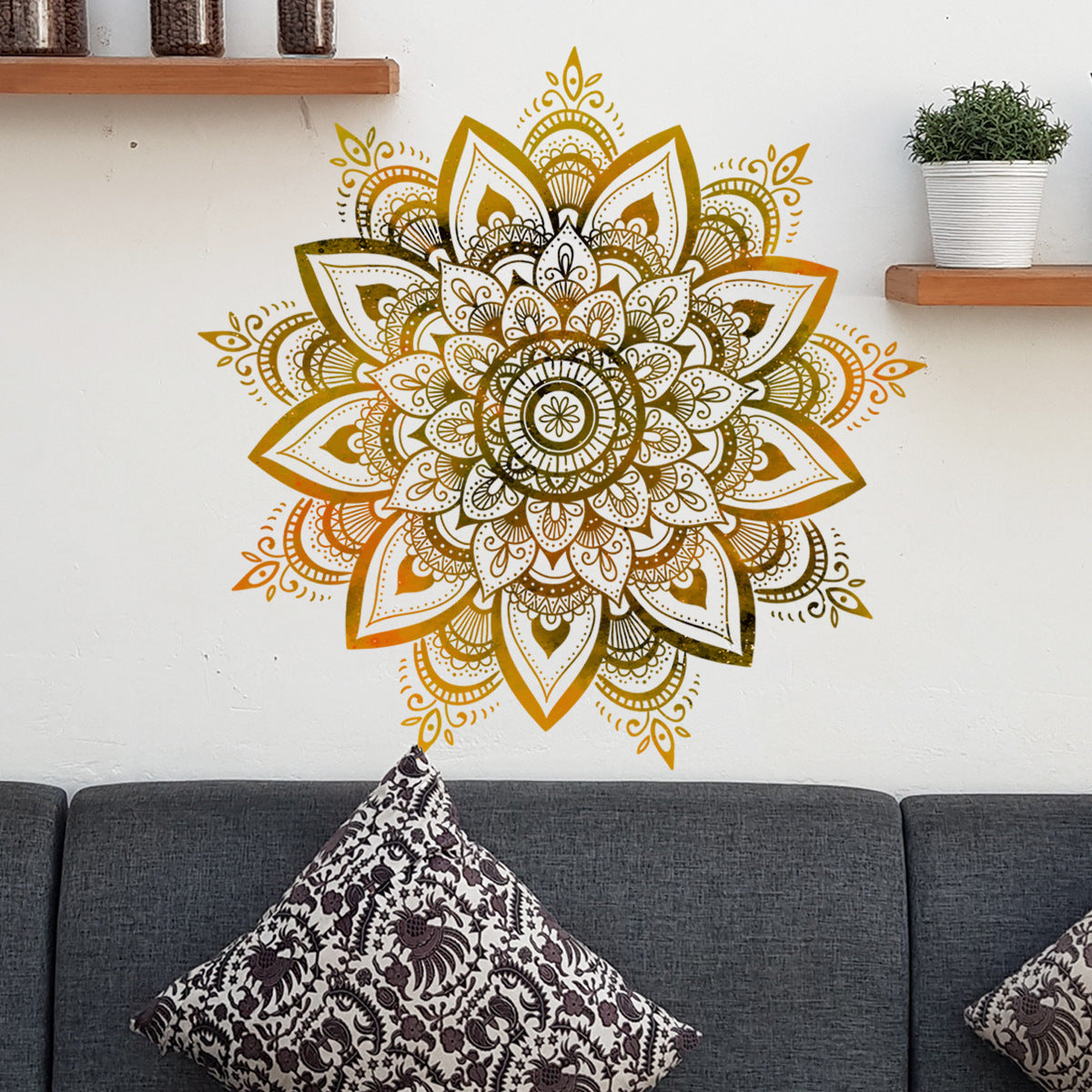 COVPAW Wall Stickers Mandala Full Home Office Decor Living Room Bedroom Children's Room Decoration Yoga, Self Adhesive, Removable and Waterproof