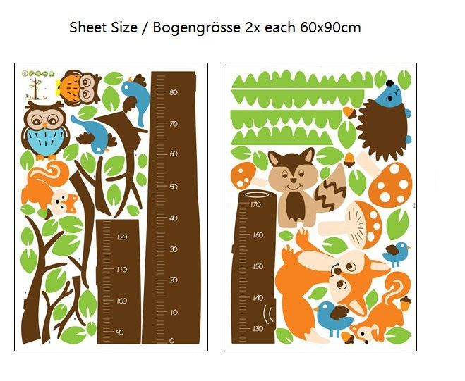 COVPAW Wall Stickers Height Chart Measure Scale Decor Zoo Animal Owl Tree Growth Chart Kids Nursery Baby Room