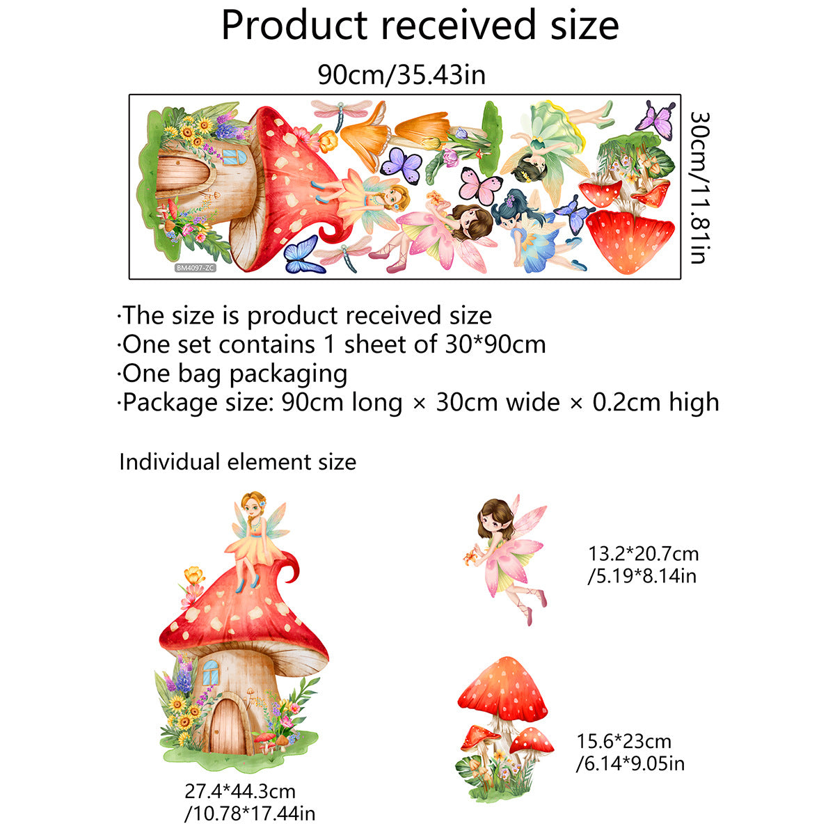 COVPAW Wandtattoo Wandaufkleber Pilz Elfe Engel Schmetterling Kinderzimmer Baby Kinderzimmer Schlafzimmer Deko Junge Mädchen, selbstklebend, entfernbar und wasserfest