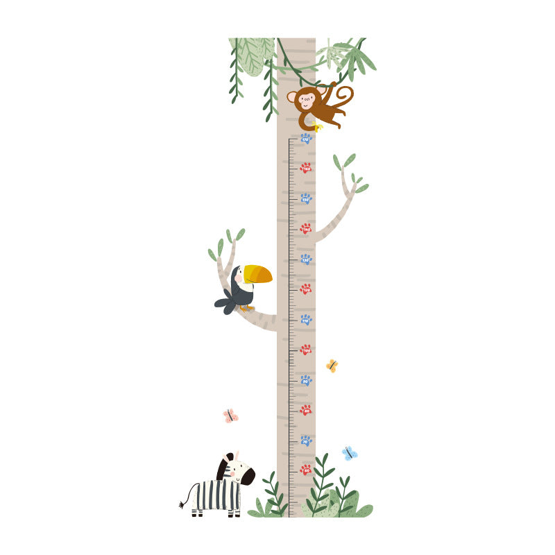 COVPAW Wall Stickers Height Measure Tree Bird Monkey Zebra Kids Nursery Baby Children's Room Bedroom Deco Boy Girl, Self Adhesive, Removable and Waterproof