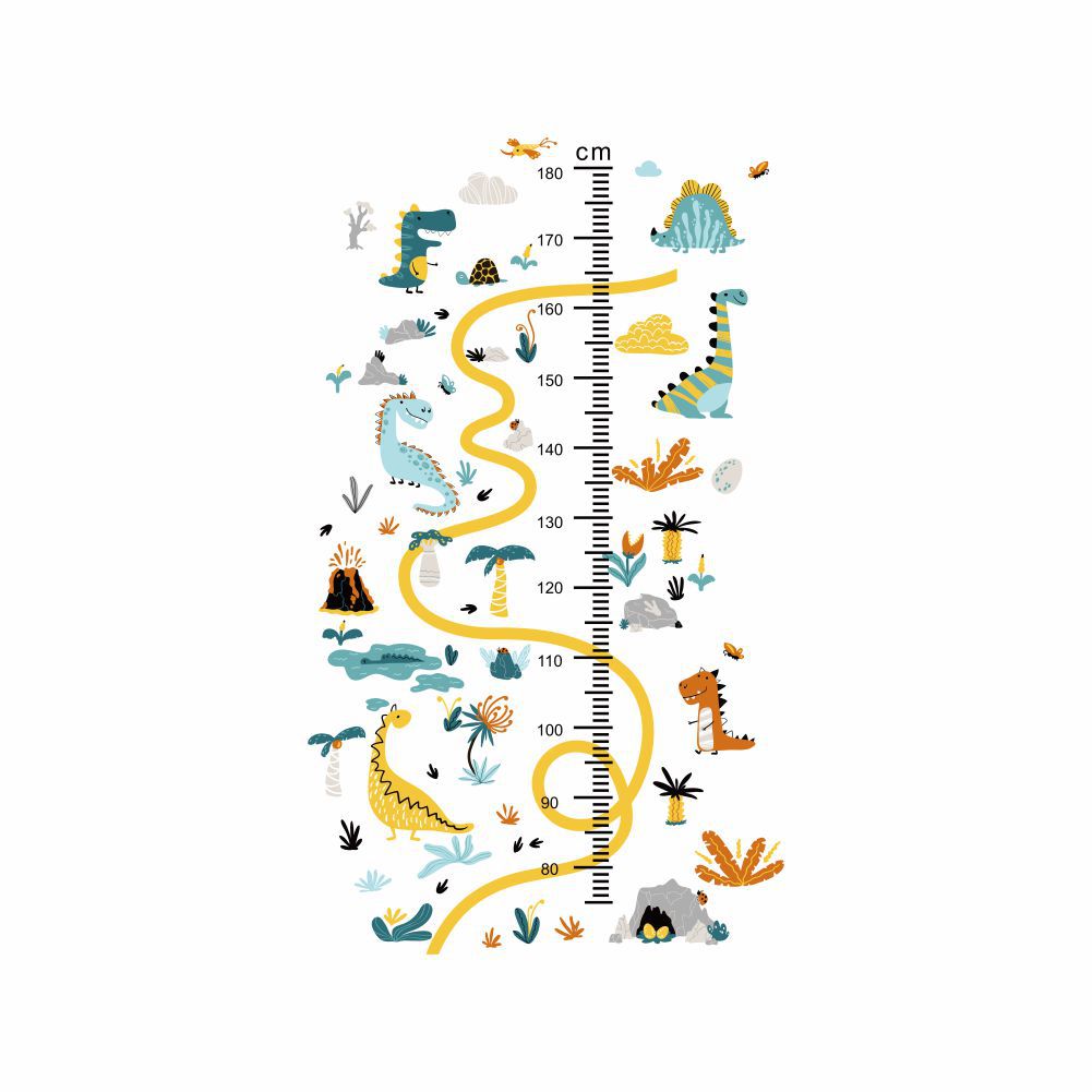 COVPAW Wall Stickers Height Measure Dinosaur Kids Nursery Baby Children's Room Bedroom Deco Boy Girl, Self Adhesive, Removable and Waterproof