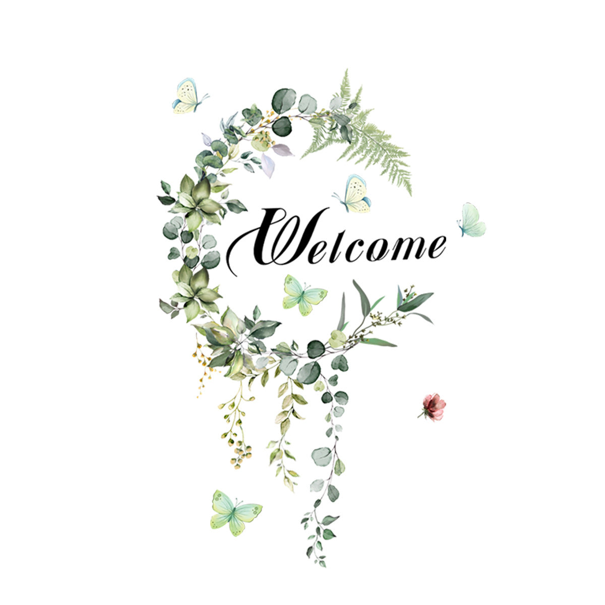 COVPAW Door Stickers Wall Stickers Green Leaves Vine Butterfly Nature Door Sticker Living Room Children's Room Bedroom Deco, Self Adhesive, Removable and Waterproof