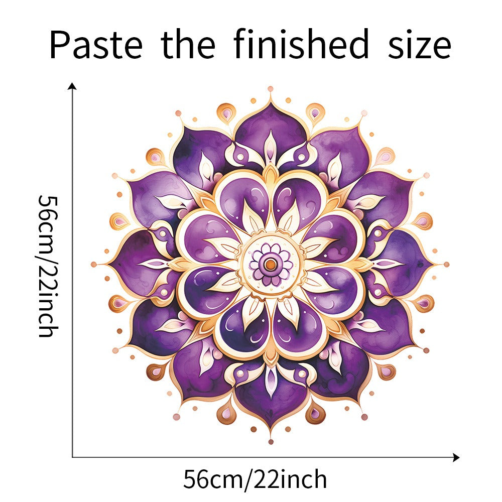 COVPAW Wall Stickers Mandala Purple Violet Home Office Decor Living Room Bedroom Children's Room Decoration Yoga, Self Adhesive, Removable and Waterproof
