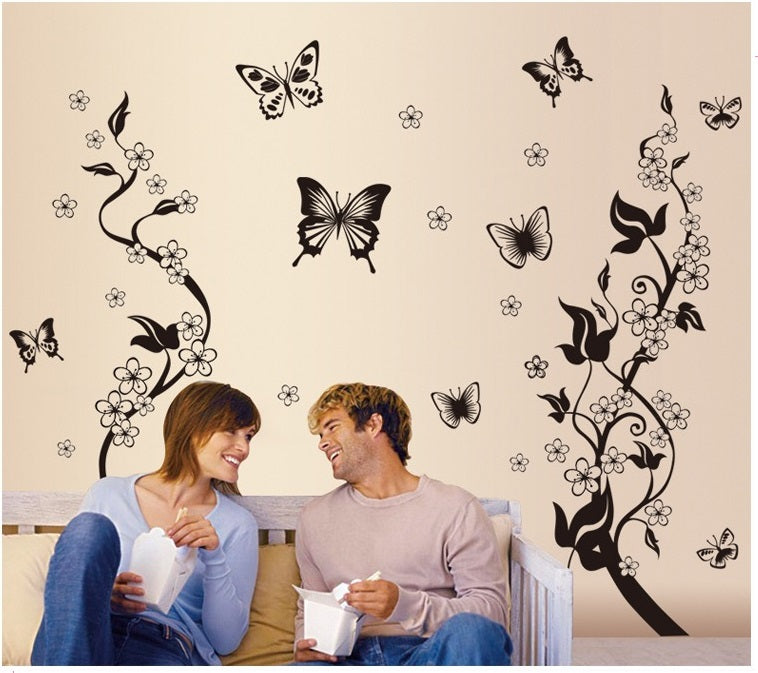 COVPAW Wall Stickers Flower Vine 1 sticker with 3 Combination Home Decor Lobby Living Room Bedroom Decal Corridor Stair