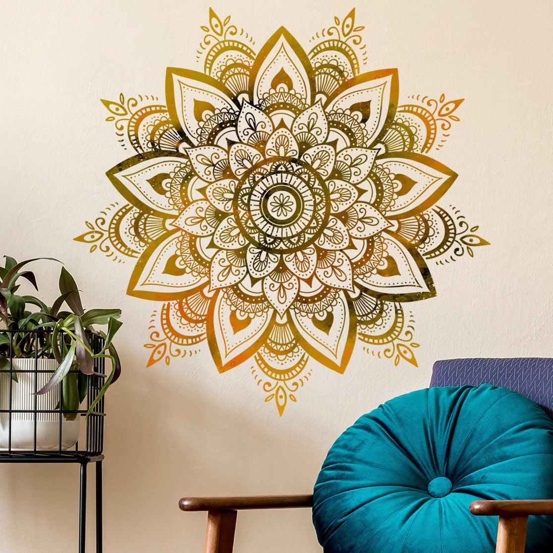COVPAW Wall Stickers Mandala Full Home Office Decor Living Room Bedroom Children's Room Decoration Yoga, Self Adhesive, Removable and Waterproof