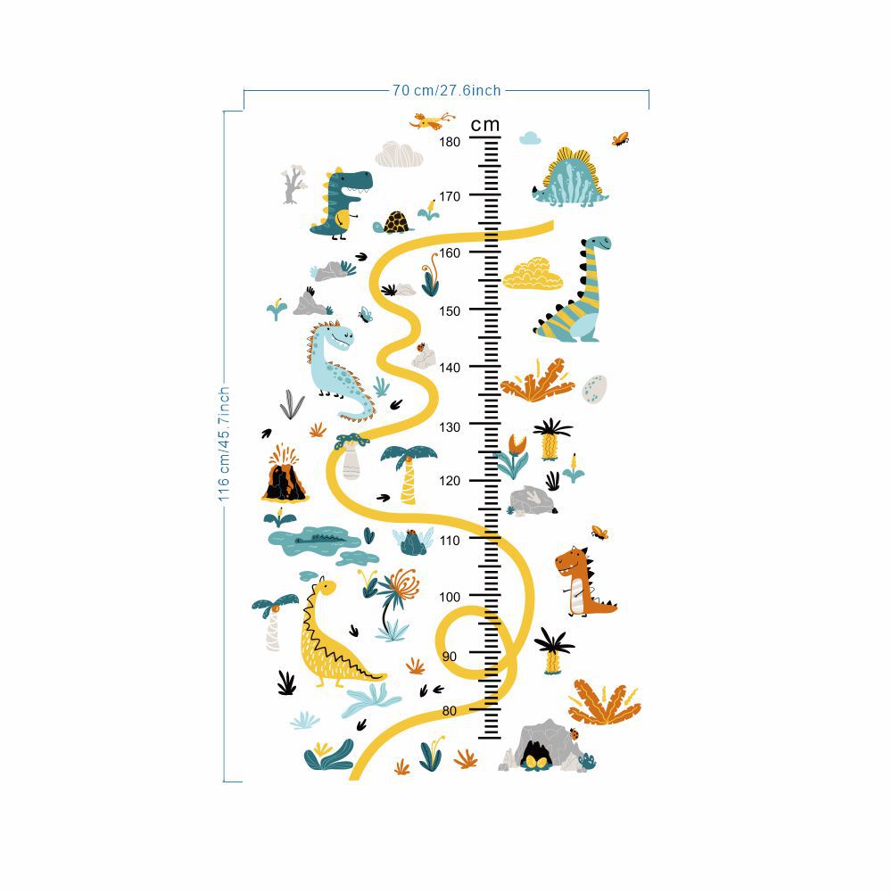 COVPAW Wall Stickers Height Measure Dinosaur Kids Nursery Baby Children's Room Bedroom Deco Boy Girl, Self Adhesive, Removable and Waterproof