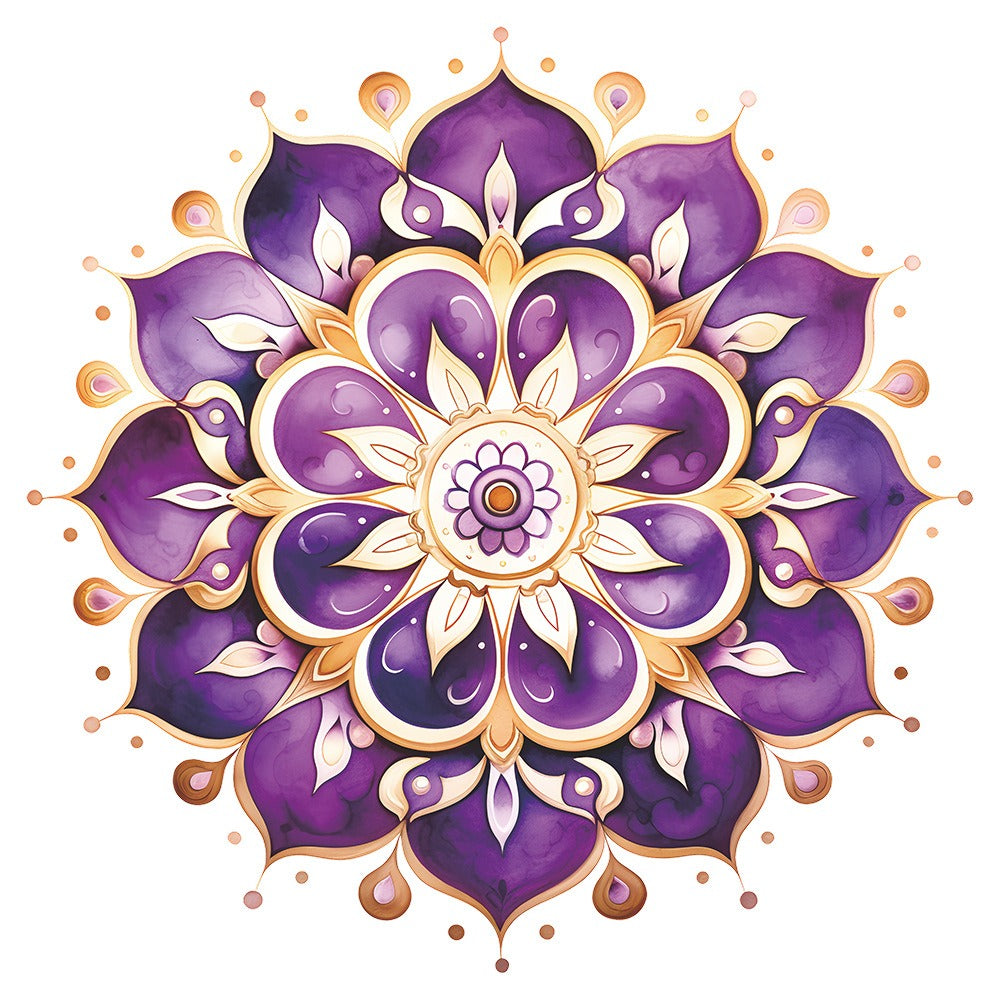 COVPAW Wall Stickers Mandala Purple Violet Home Office Decor Living Room Bedroom Children's Room Decoration Yoga, Self Adhesive, Removable and Waterproof