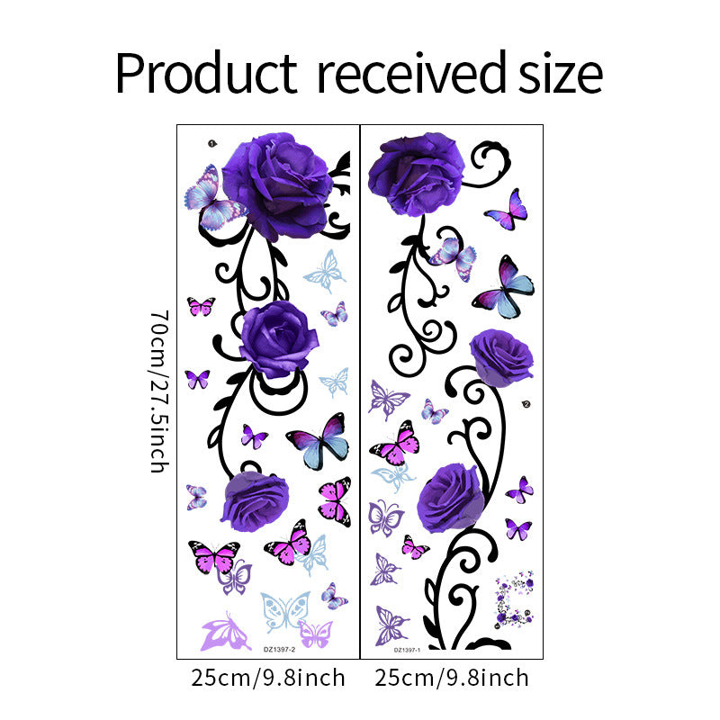 COVPAW Wandtattoo Wandaufkleber, lila Rose, Blumenranke, Schmetterling, Heimdekoration, Natur, Wohnzimmer, Kinderzimmer, Schlafzimmer, Deko, selbstklebend, entfernbar und wasserfest