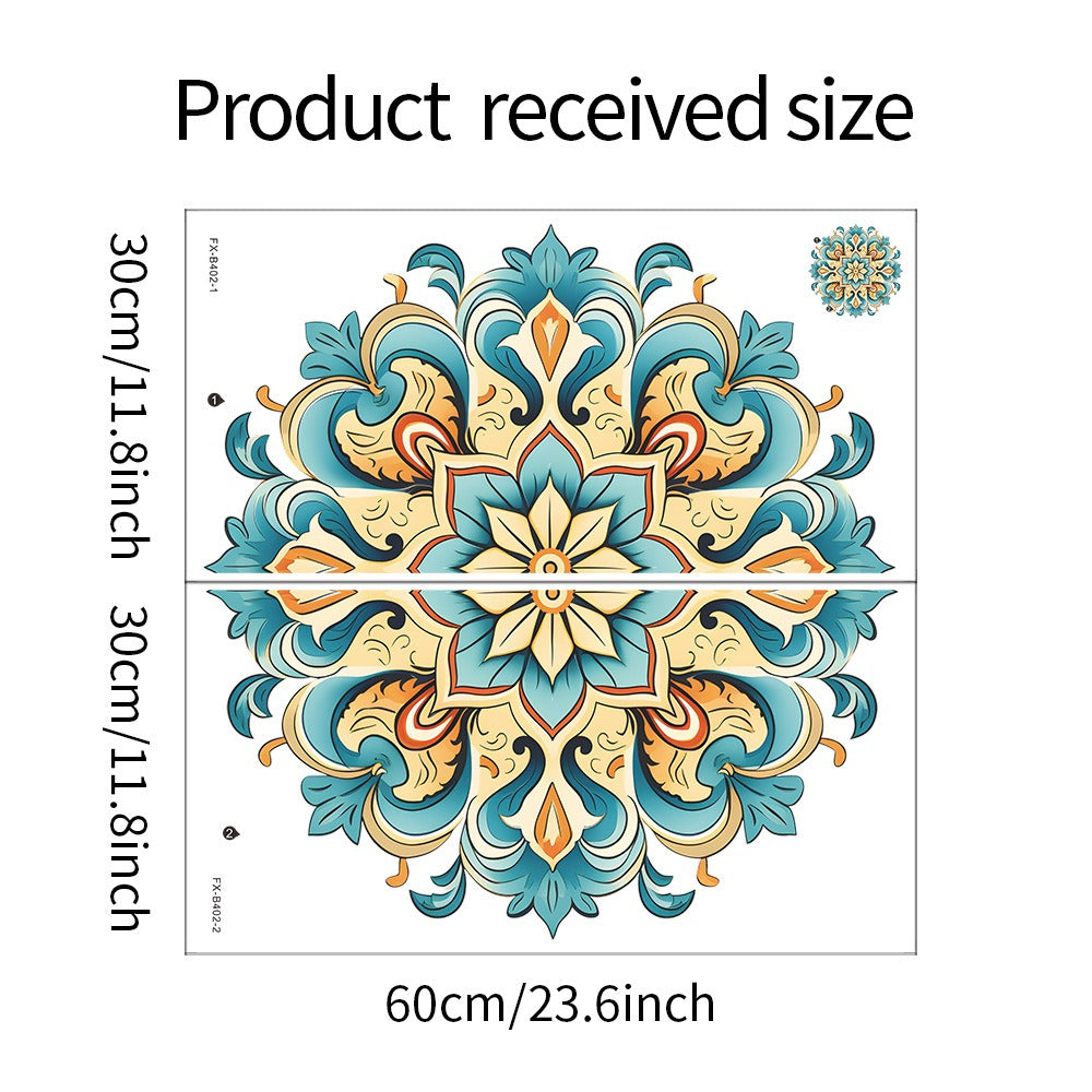 COVPAW Wall Stickers Mandala Green Home Office Decor Living Room Bedroom Children's Room Decoration Yoga, Self Adhesive, Removable and Waterproof