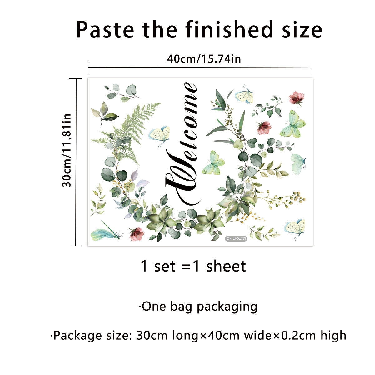 COVPAW Door Stickers Wall Stickers Green Leaves Vine Butterfly Nature Door Sticker Living Room Children's Room Bedroom Deco, Self Adhesive, Removable and Waterproof