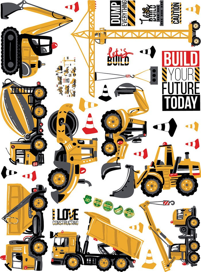 COVPAW Wall Stickers Decor Truck Excavator Construction Vehicles Kid Baby Children's Room Boys Room ChildDecal