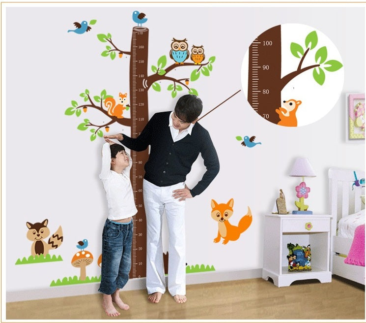 COVPAW Wall Stickers Height Chart Measure Scale Decor Zoo Animal Owl Tree Growth Chart Kids Nursery Baby Room