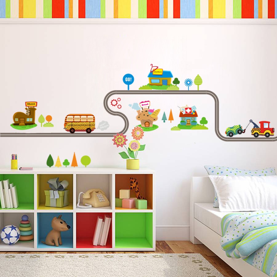 COVPAW Wall Stickers Decor Truck Car Vehicles Traffic Lights Kid Baby Children's Room Boys Room Nursery Child Decal