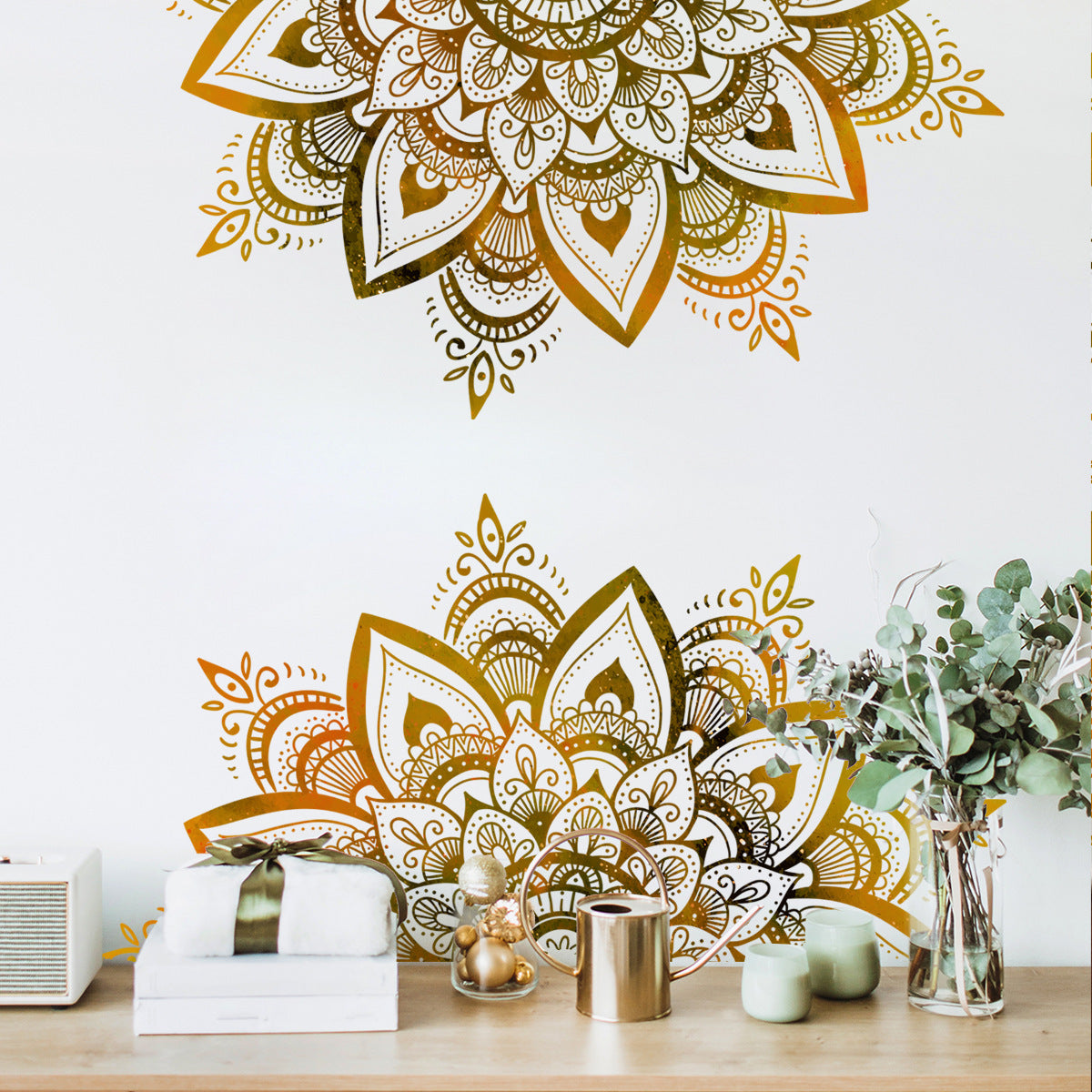 COVPAW Wall Stickers Mandala Full Home Office Decor Living Room Bedroom Children's Room Decoration Yoga, Self Adhesive, Removable and Waterproof