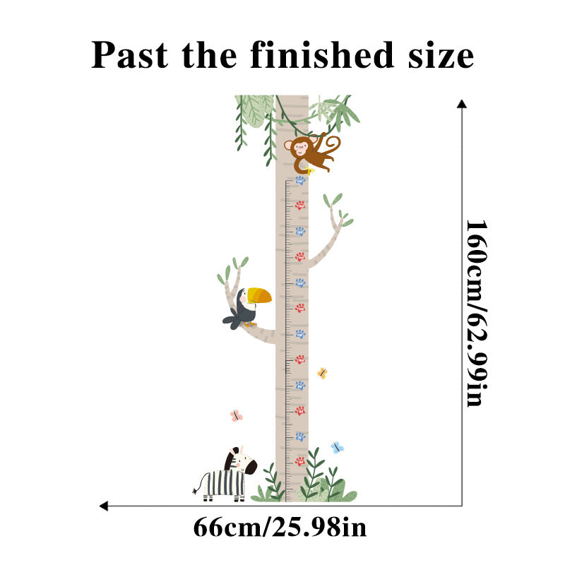 COVPAW Wall Stickers Height Measure Tree Bird Monkey Zebra Kids Nursery Baby Children's Room Bedroom Deco Boy Girl, Self Adhesive, Removable and Waterproof