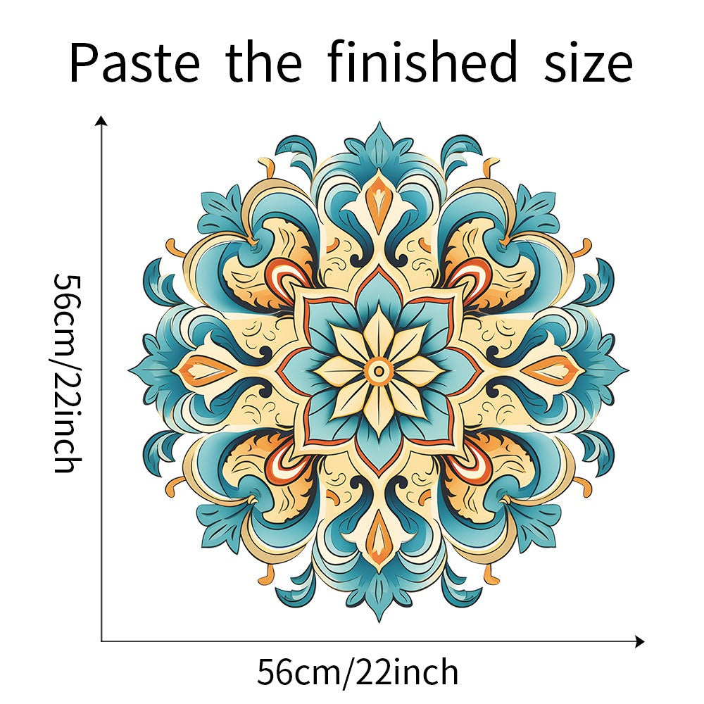 COVPAW Wall Stickers Mandala Green Home Office Decor Living Room Bedroom Children's Room Decoration Yoga, Self Adhesive, Removable and Waterproof