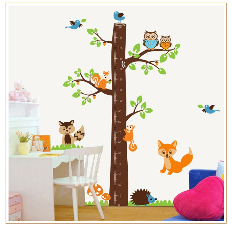 COVPAW Wall Stickers Height Chart Measure Scale Decor Zoo Animal Owl Tree Growth Chart Kids Nursery Baby Room