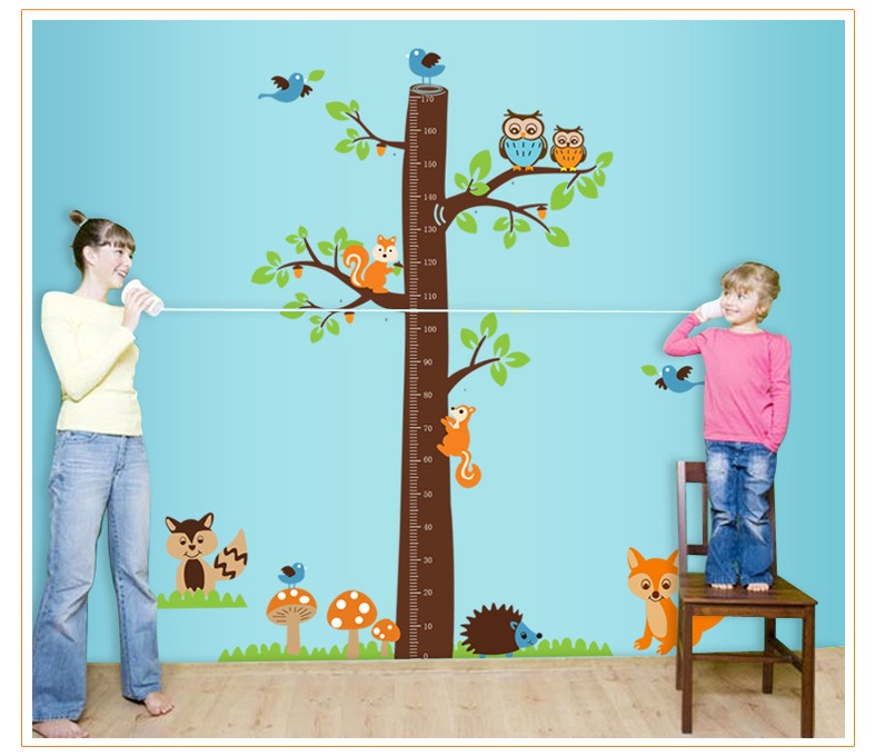 COVPAW Wall Stickers Height Chart Measure Scale Decor Zoo Animal Owl Tree Growth Chart Kids Nursery Baby Room