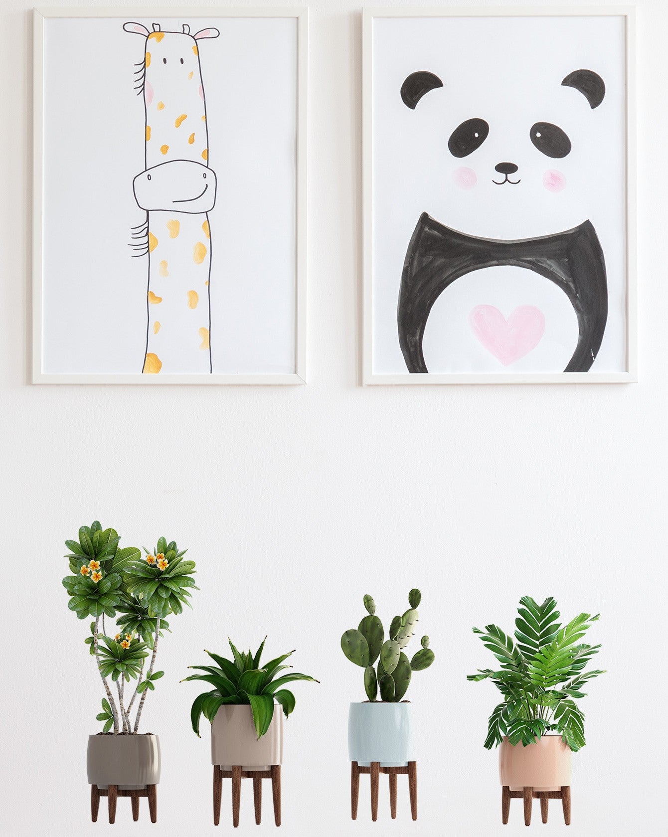 COVPAW Wall Stickers Potted Plant Green Leaves Flowers Nature Home Office Decor Living Room Bedroom Children's Room Decoration Yoga, Self Adhesive, Removable and Waterproof